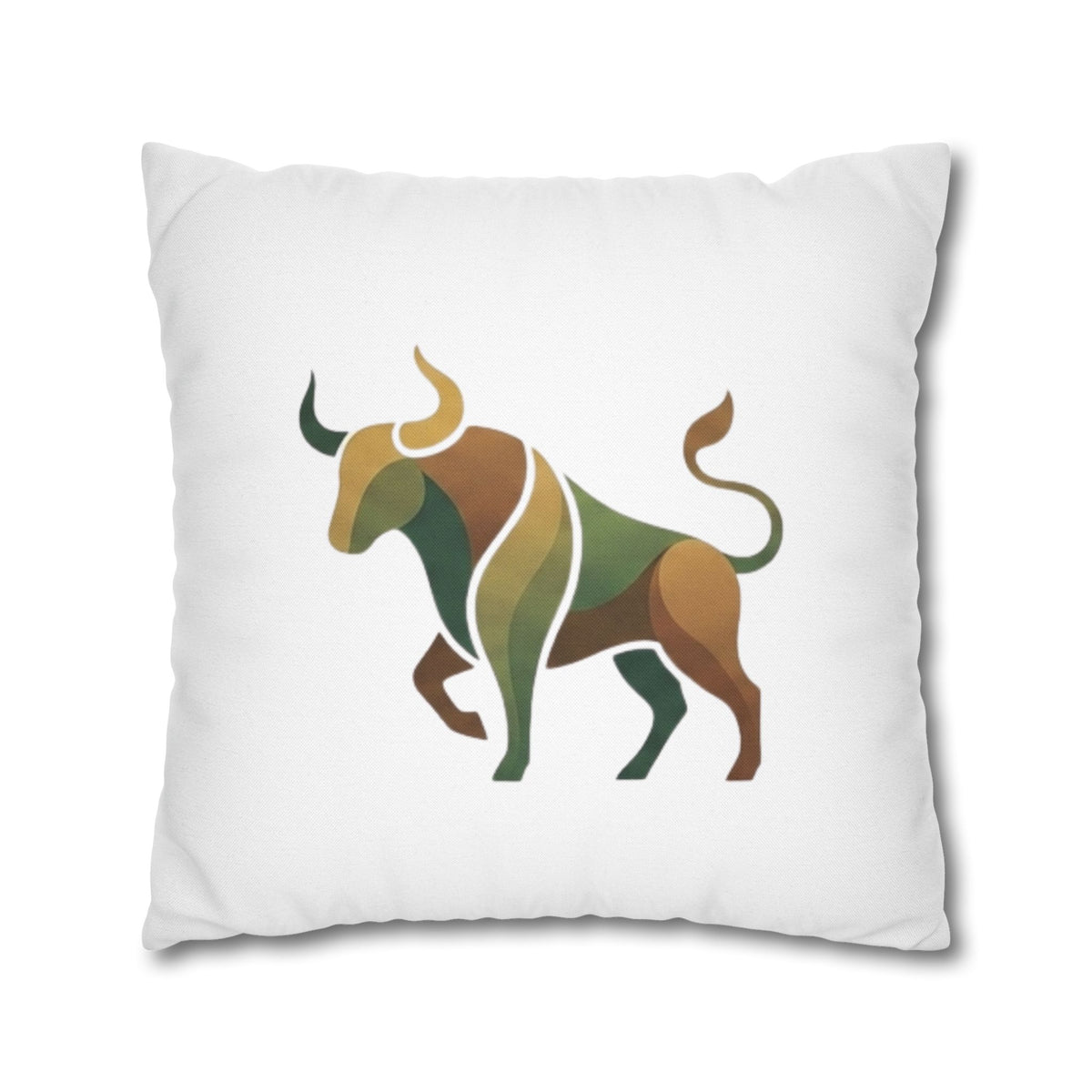 Taurus Geometric Bull Throw Pillowcase – Earth Tone Taurus Home Decor