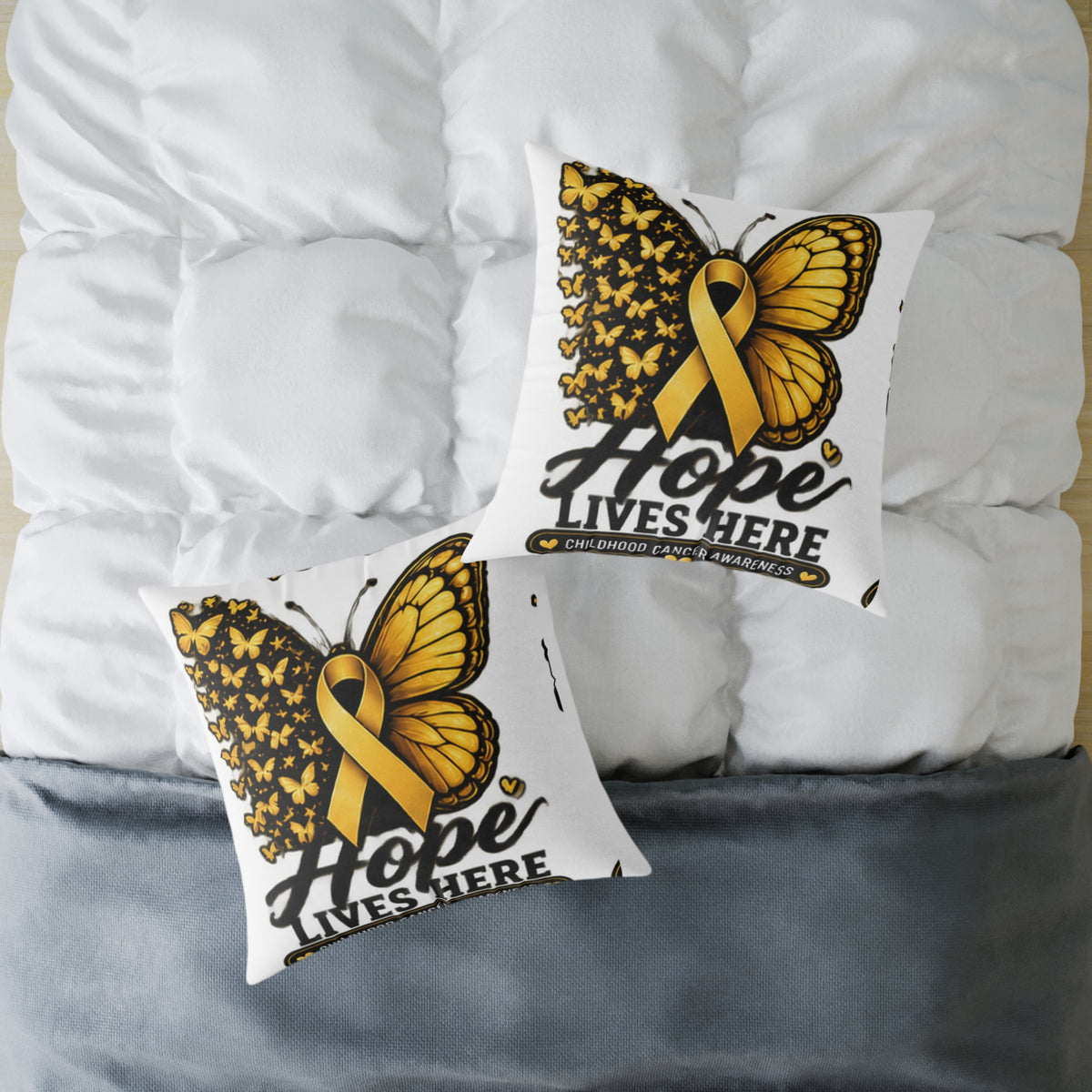 Childhood Cancer Hope Lives Here Butterfly Awareness Pillow