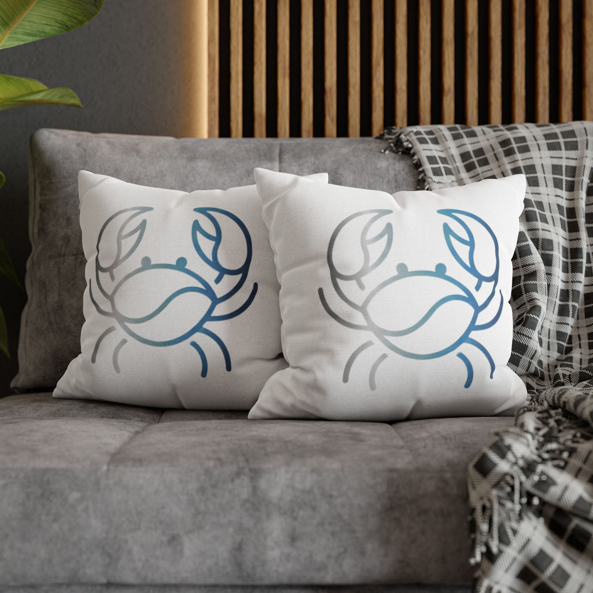 Cancer Zodiac Crab Coastal Throw Pillowcase — Nautical Beach Decor