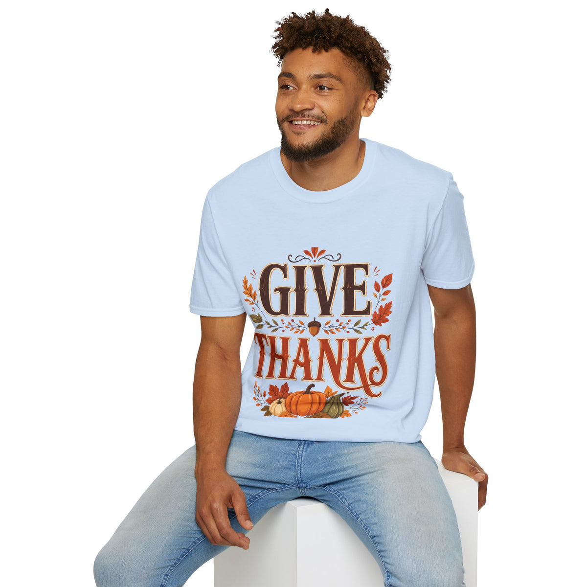 Thanksgiving T-Shirt Give Thanks T-Shirt — Autumn Thanksgiving Graphic Tee
