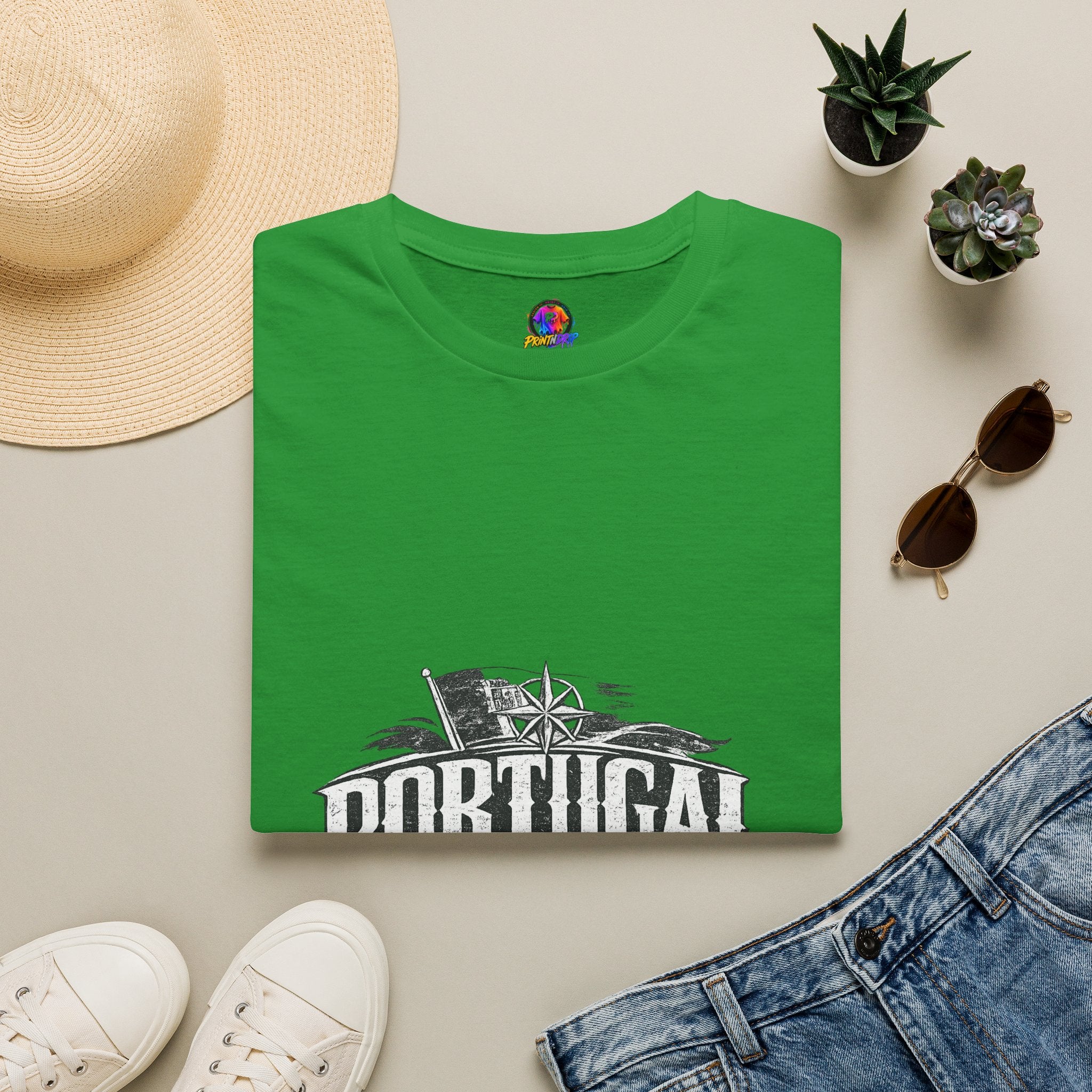 Portugal Vintage Compass T-Shirt — Nautical Travel Souvenir