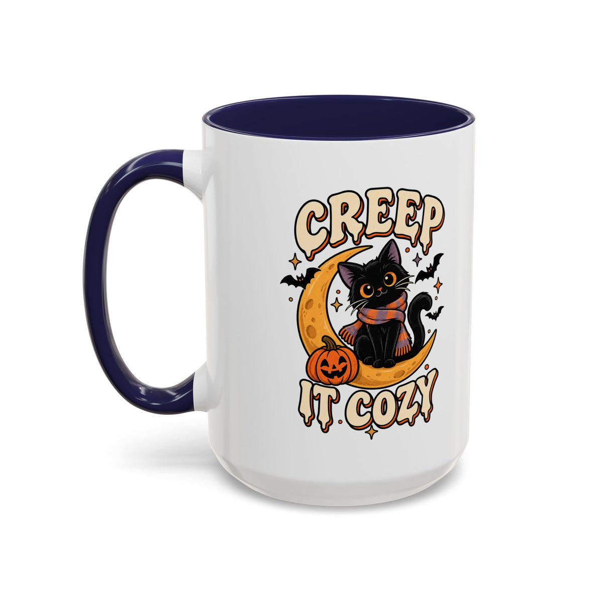 Creepy It Cozy Black Cat Halloween Accent Coffee Mug (11/15oz)
