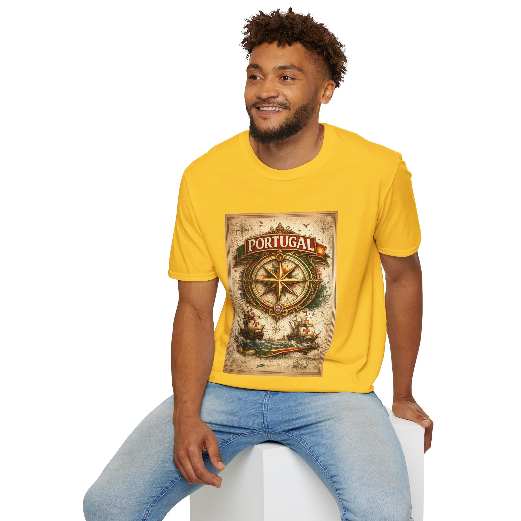 Portugal Compass T‑Shirt — Vintage Nautical Travel Tee
