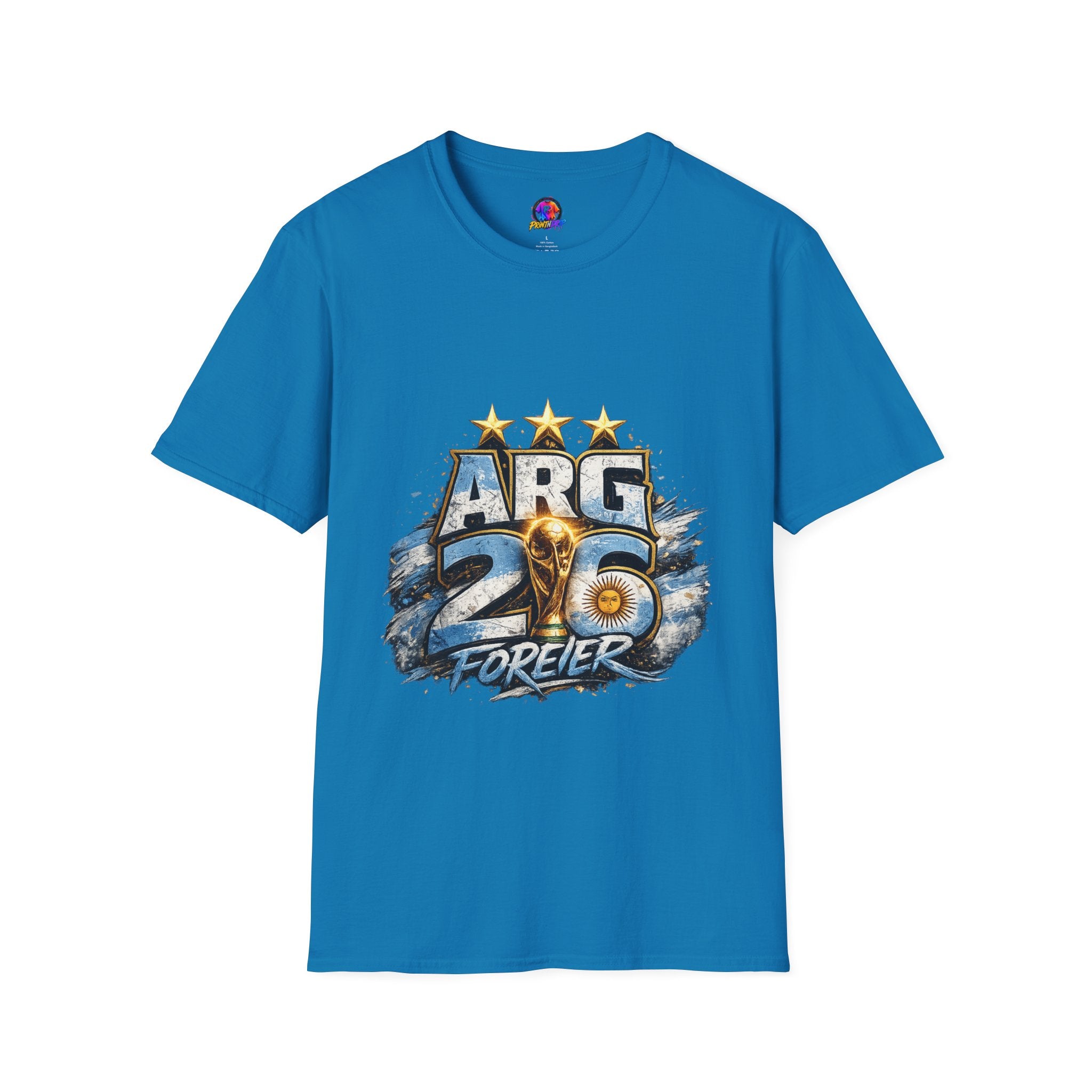Argentina 26 Forever T‑Shirt — ARG Soccer World Cup 3‑Star Fan Tee