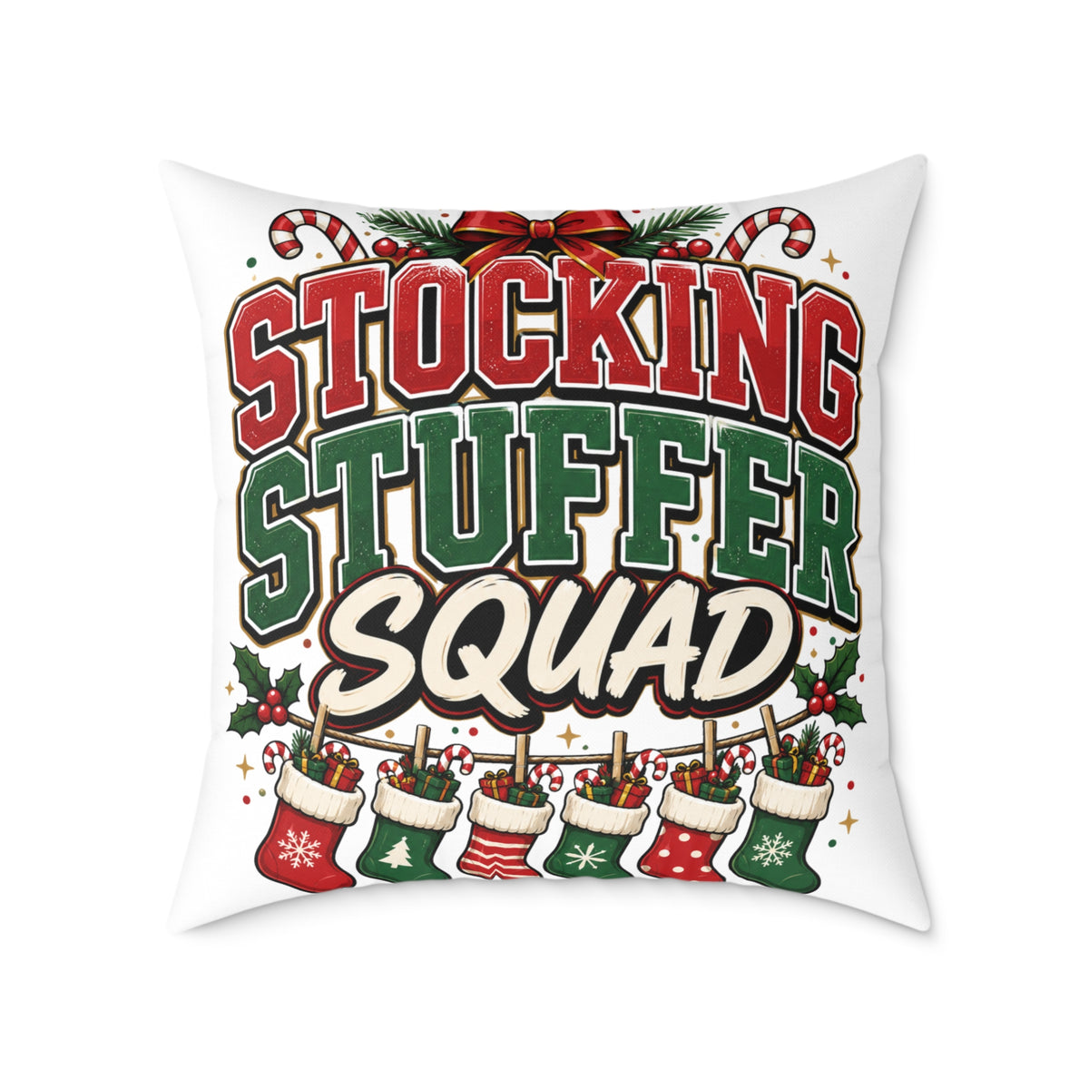 Stocking Stuffer Squad Christmas Pillow