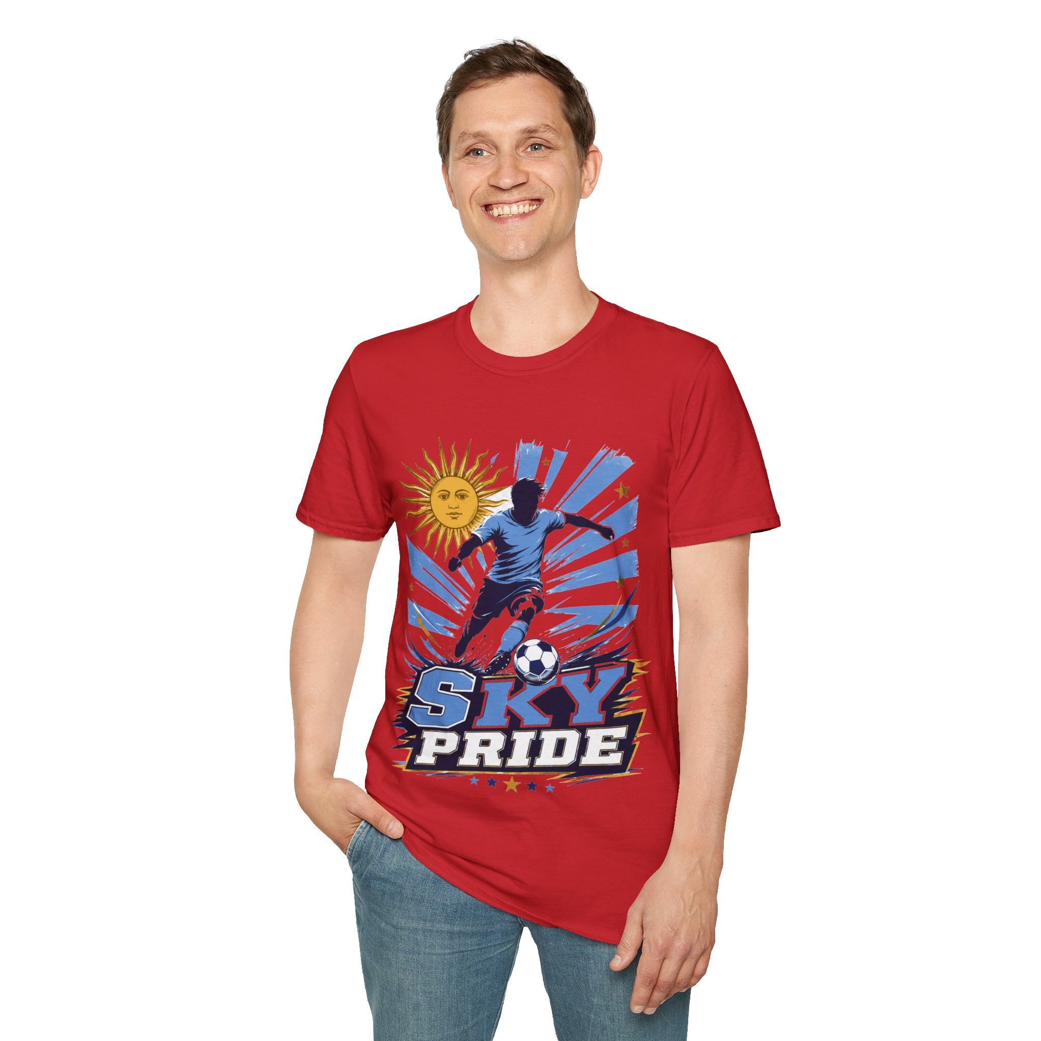Uruguay Soccer Sky Pride T-Shirt — Argentina Sun Football Graphic Tee