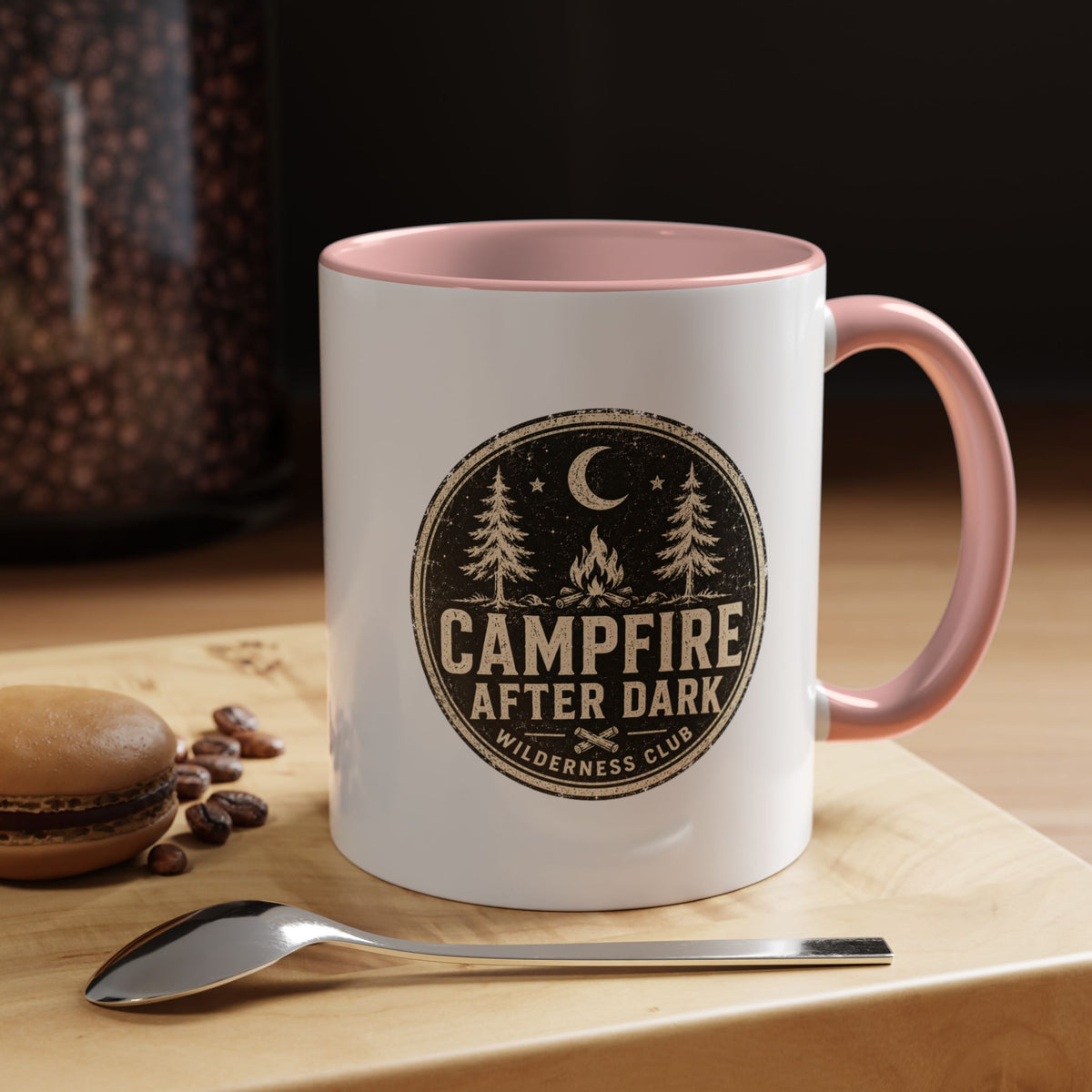 Milo Bailey Dog Dad Mom Campfire After Dark Accent Coffee Mug — Rustic Camping Coffee Cup