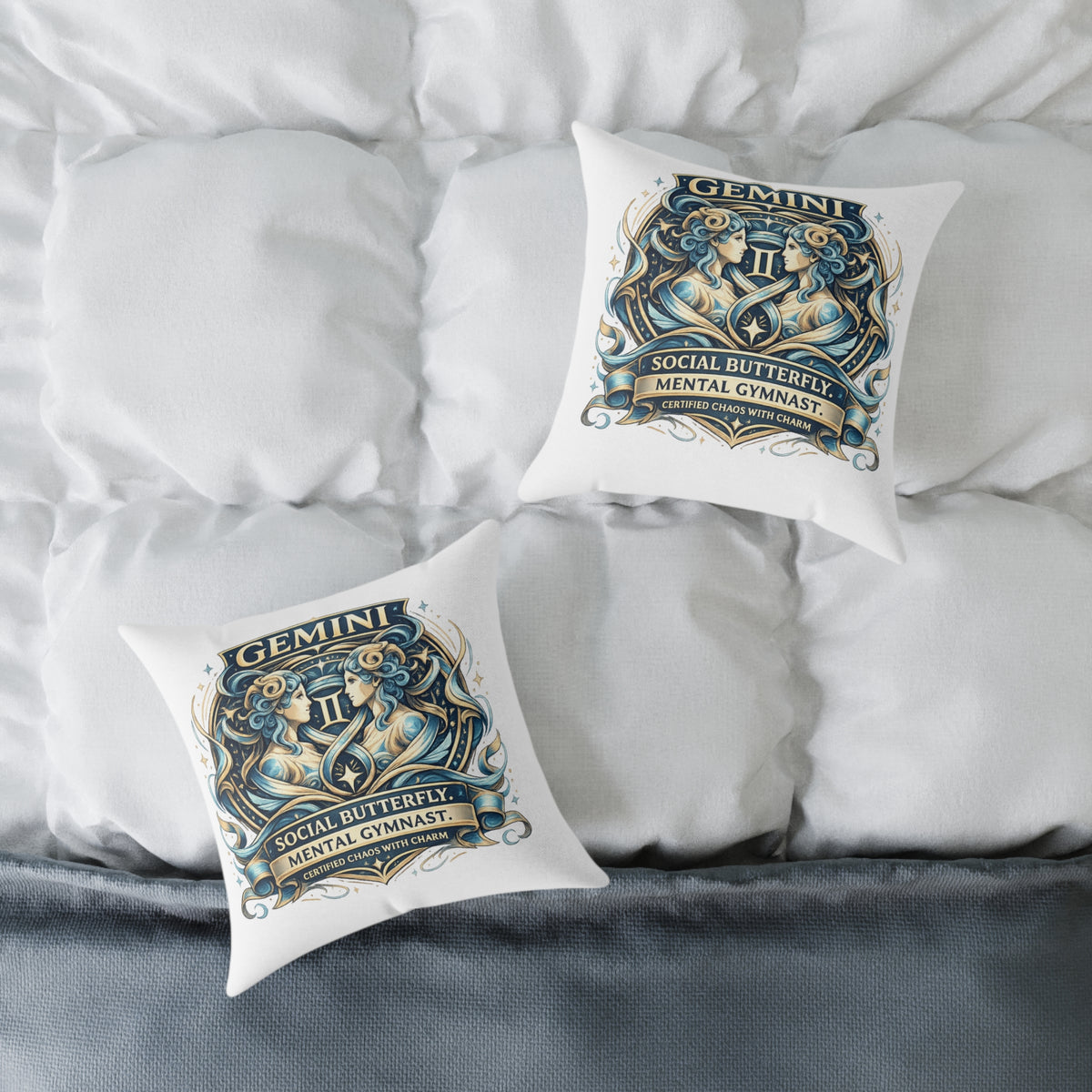 Gemini Zodiac Social Butterfly Square Poly Canvas Pillow