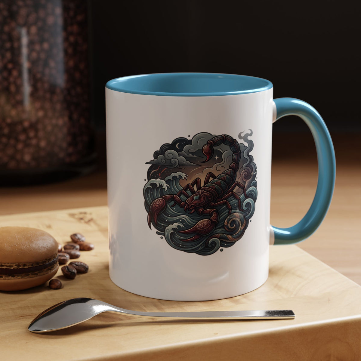 Scorpion Ocean Accent Coffee Mug – Nautical Tattoo-Style