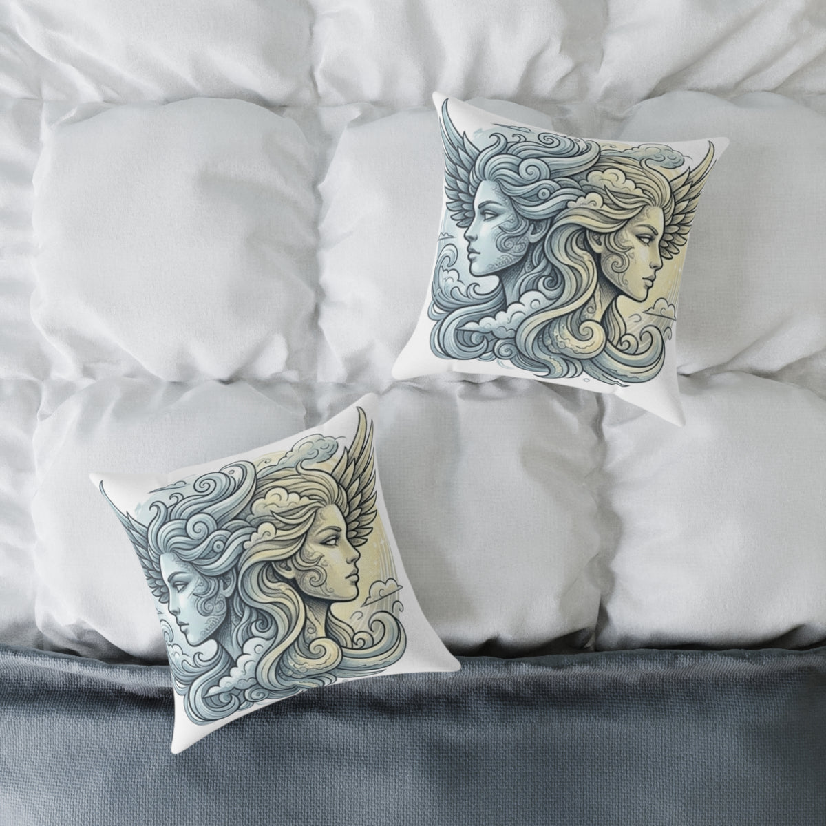 Gemini Zodiac Astrological Double Face Square Poly Canvas Pillow