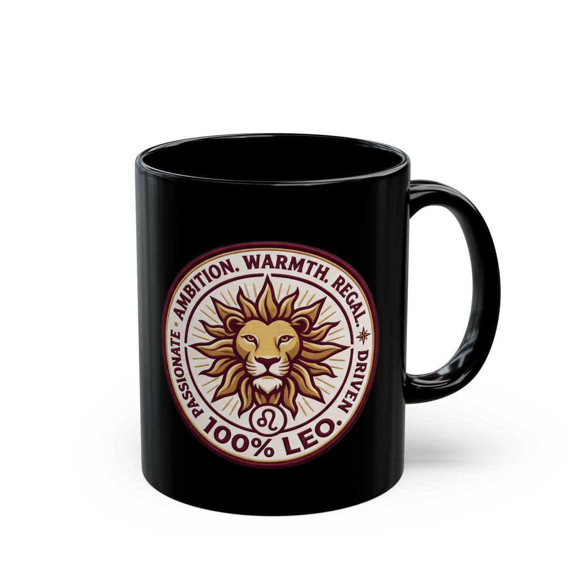 Leo Zodiac Sun Black Mug — 100% Leo Astrology Coffee Cup