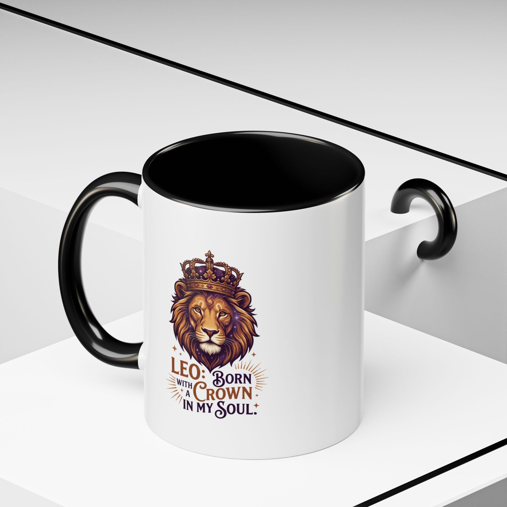 Leo Zodiac Coffee Mug — "Born with a Crown in My Soul" Lion Design