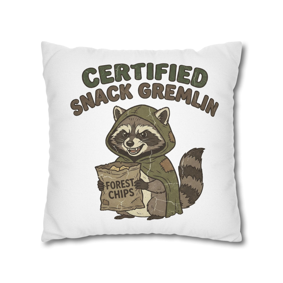 Funny Certified Snack Gremlin Raccoon Throw Pillowcase