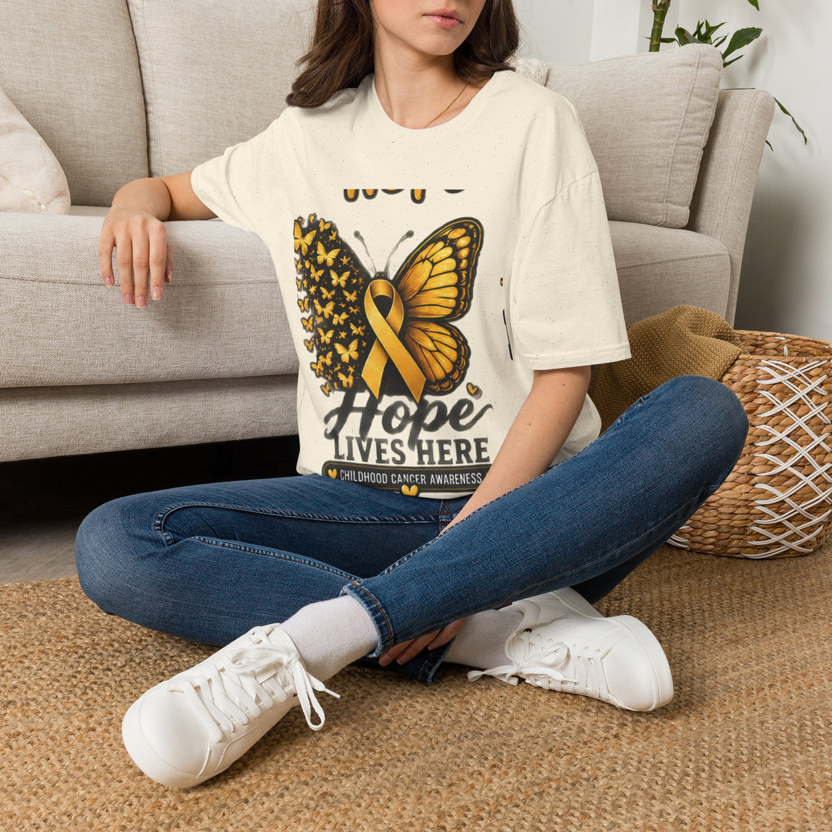 Hope Lives Here Childhood Cancer Awareness T-Shirt