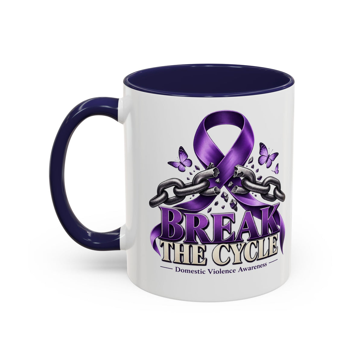 Break the Cycle Coffee Mug – Domestic Violence Awareness Purple Ribbon (11/15oz)