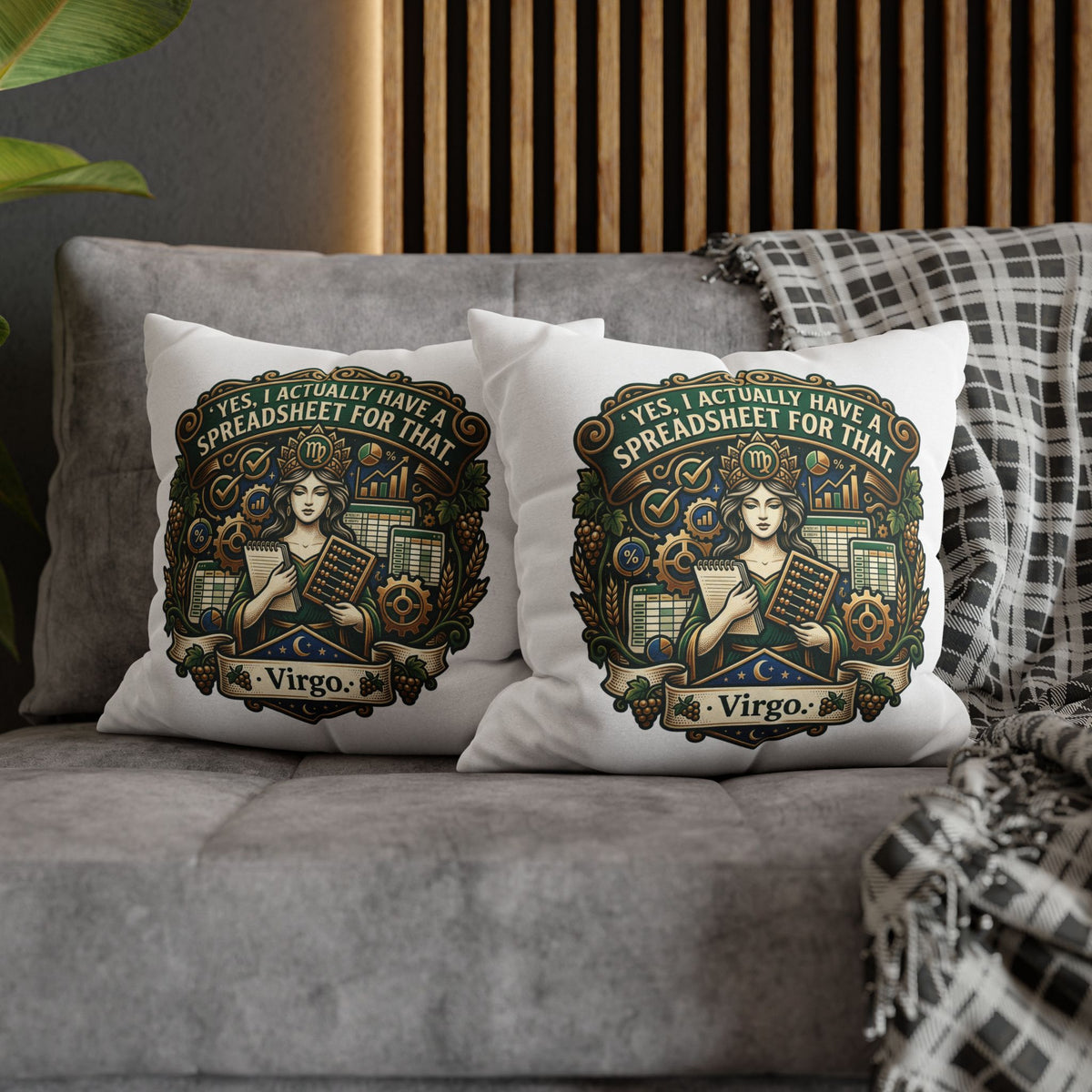 Virgo Astrology Pillowcase — "Yes, I Actually Have a Spreadsheet for That" Decorative Throw Pillow