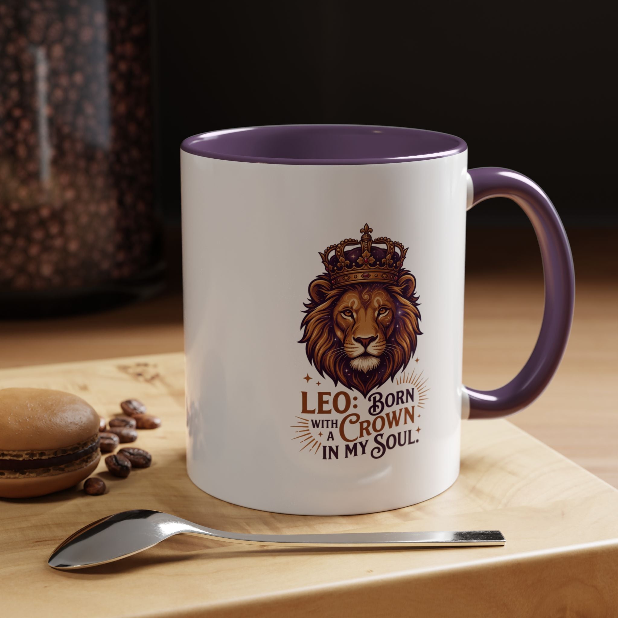 Leo Zodiac Coffee Mug — "Born with a Crown in My Soul" Lion Design