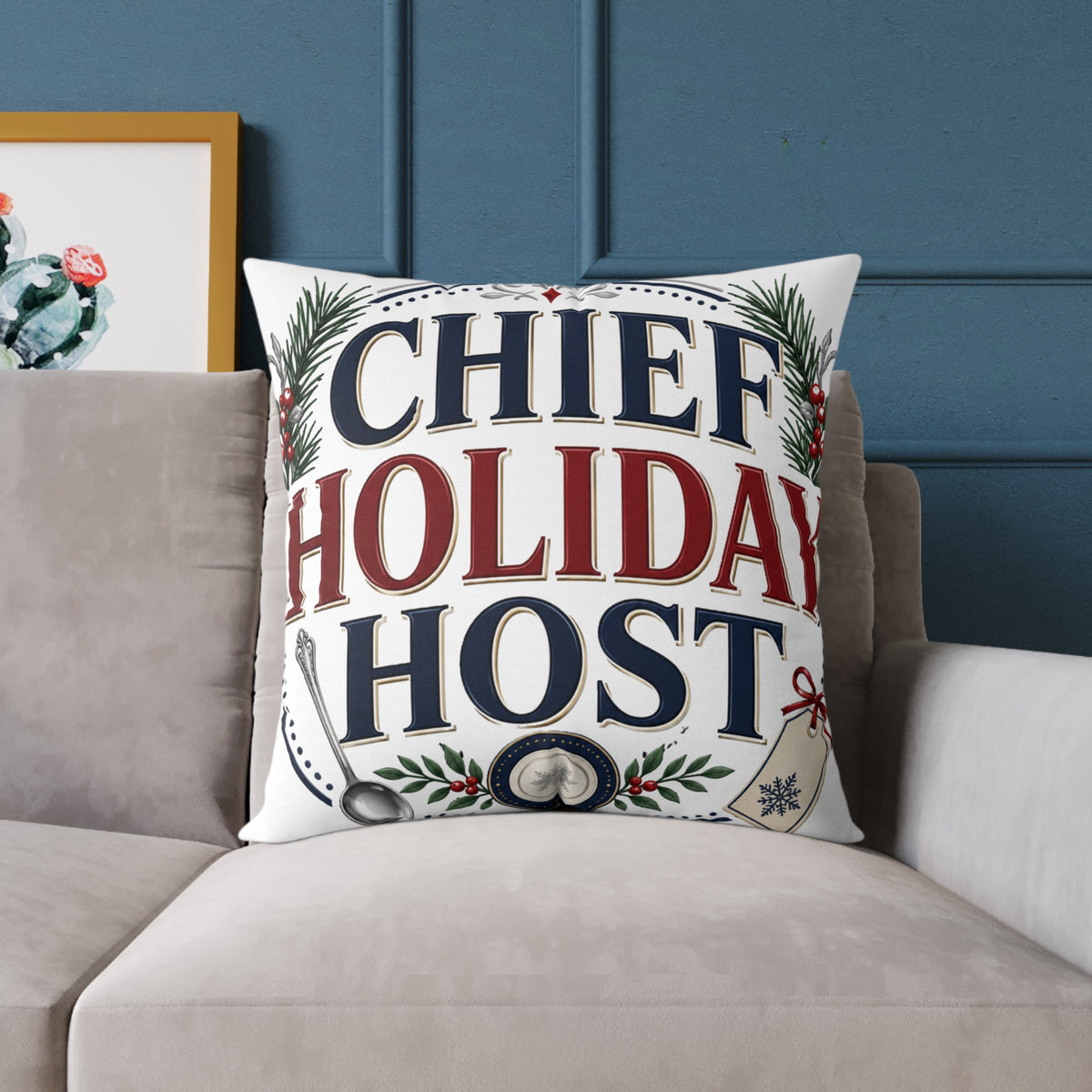 Christmas Chief Holiday Host Throw Pillow — Festive Christmas Decorative Cushion