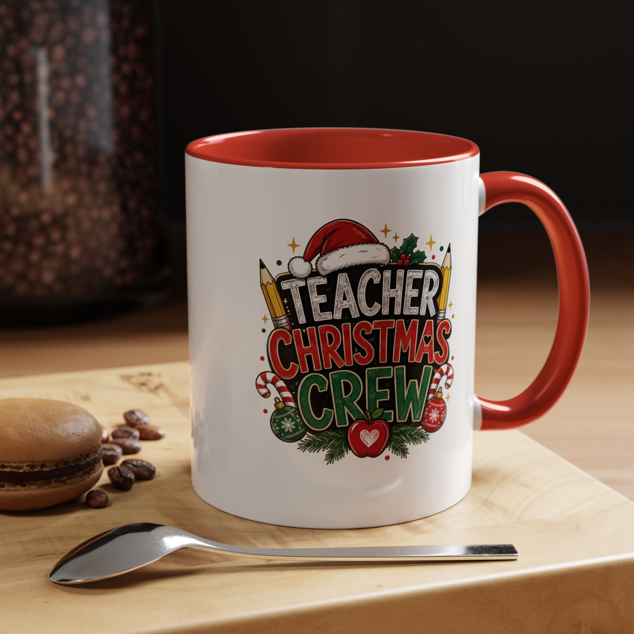 Teacher Christmas Crew Accent Coffee Mug – Holiday Teacher Gift