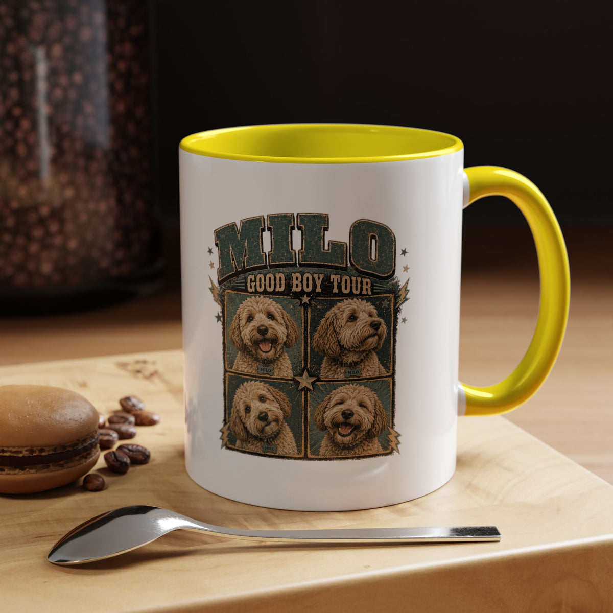 Milo Bailey Dog Dad Mom Milo 'Good Boy Tour' Accent Coffee Mug – Personalized Dog Photo Tribute