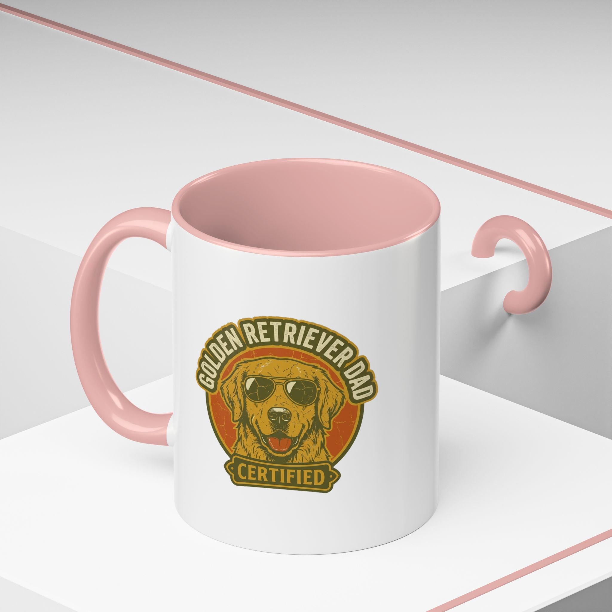 Funny Golden Retriever Dad Coffee Mug — "Certified" Dog Dad Accent Mug