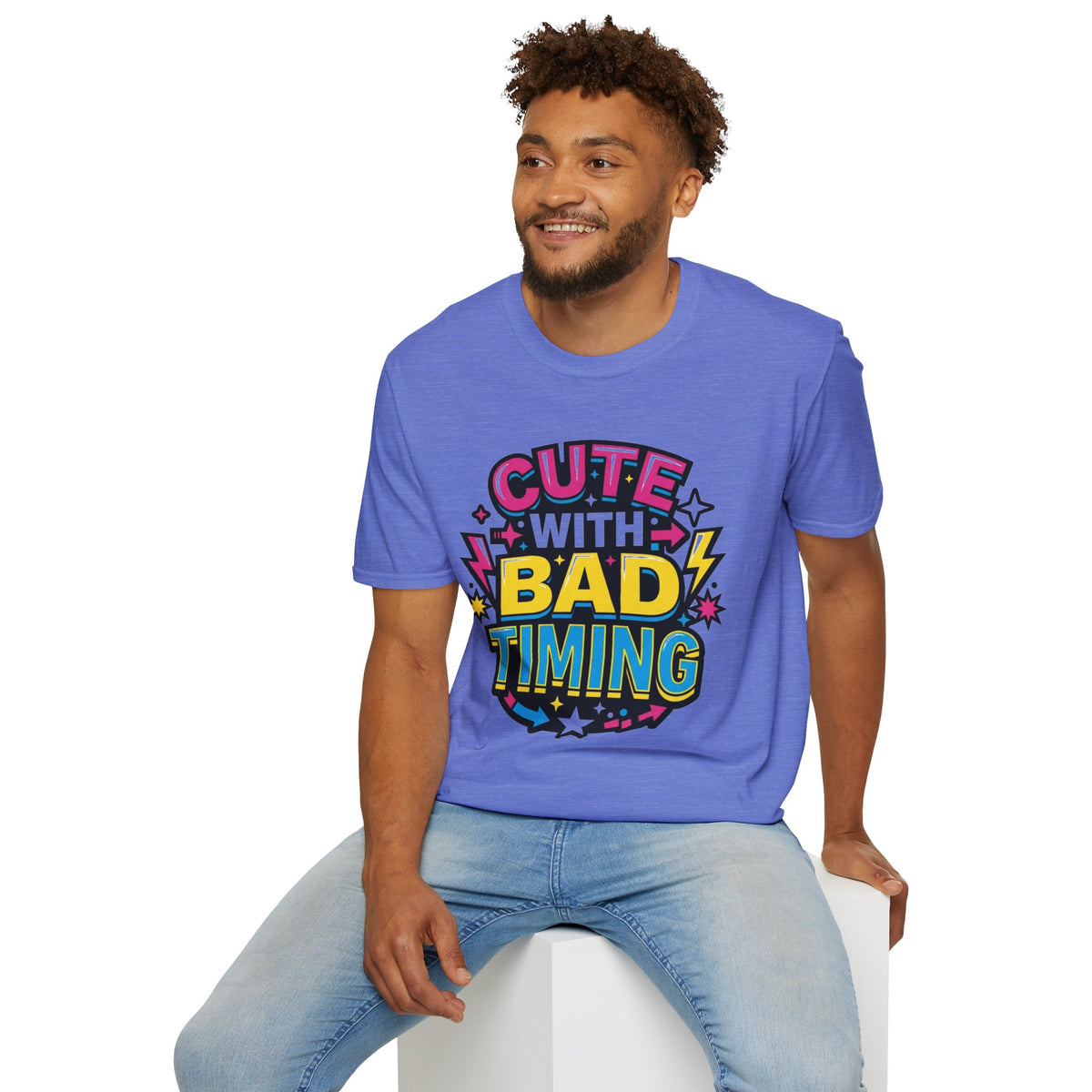 Cute But Bad Timing Graphic T-Shirt — Funny Retro Rainbow Tee - Trending Now - August 2026