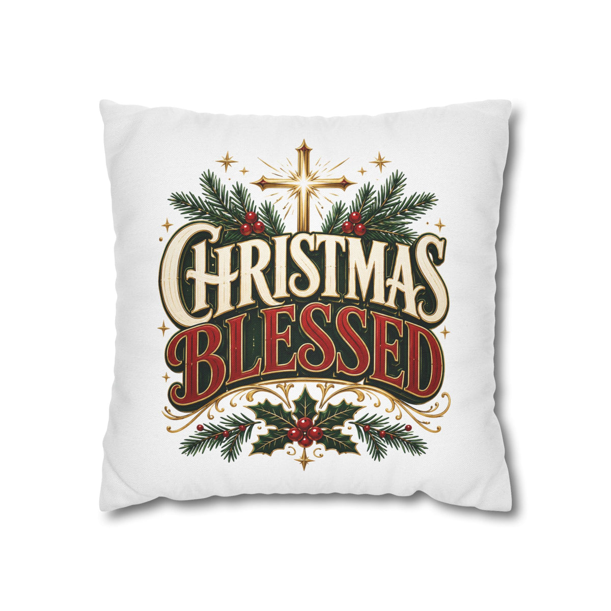 Christmas Spun Square Pillowcase Christmas Blessed Pillowcase