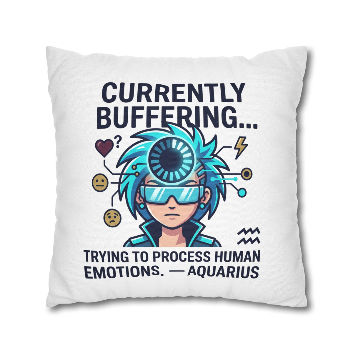 Aquarius Zodiac Spun Polyester Square Pillowcase