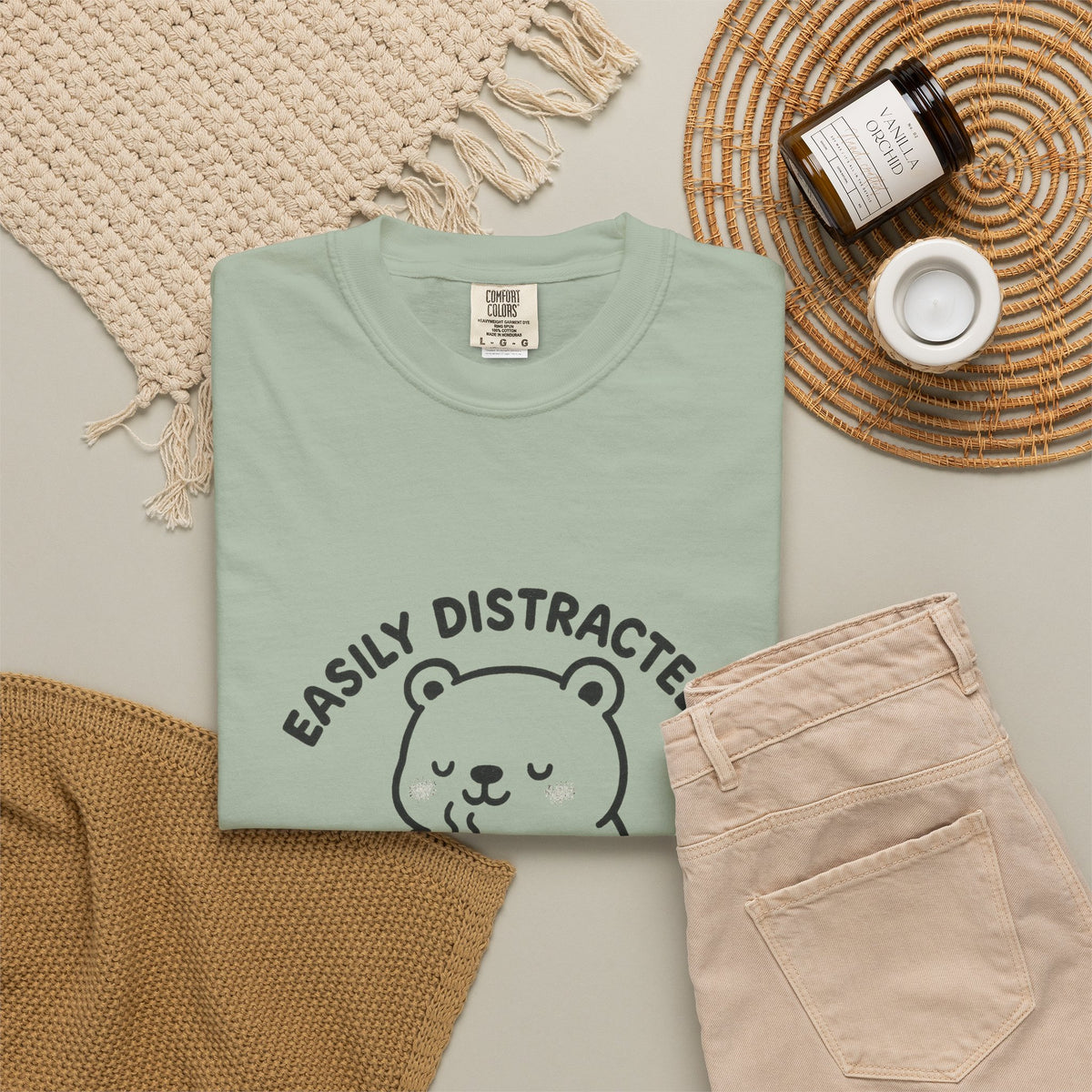 Hot Cocoa Bear T-Shirt — "Easily Distracted" Cute Winter Graphic Tee - Trending Now - October 2026