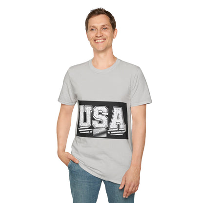 USA Vintage Block T-Shirt — Patriotic Americana Graphic Tee
