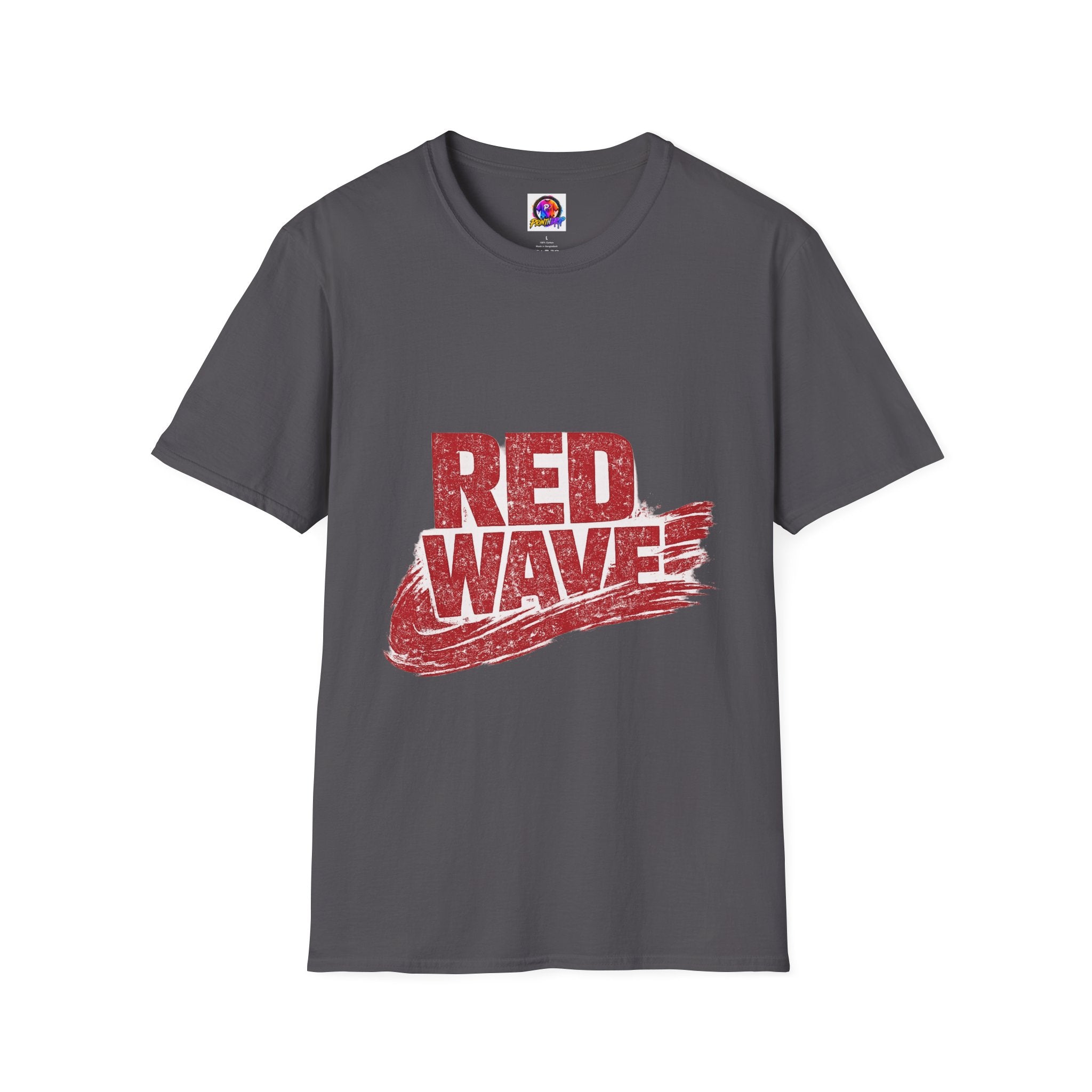 South Korea Red Wave Graphic T‑Shirt — Vintage Distressed Logo Tee