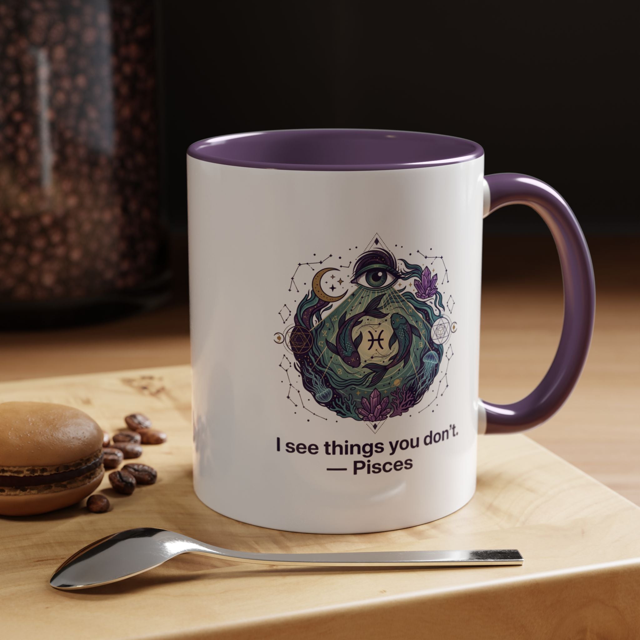 Pisces Zodiac Coffee Mug — "I See Things You Don’t" Accent Mug
