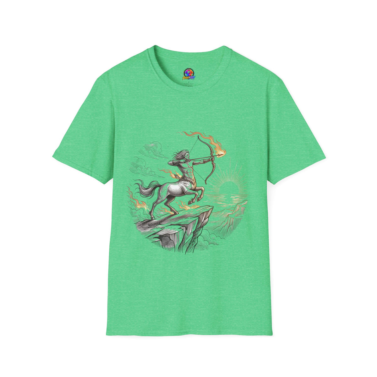Sagittarius Centaur Archer T-Shirt — Mythical Archer Graphic Tee (Flaming Bow)