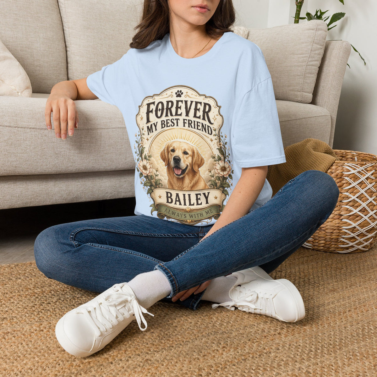 Dog Memorial T-Shirt — "Forever My Best Friend" Personalized Pet Tribute Tee