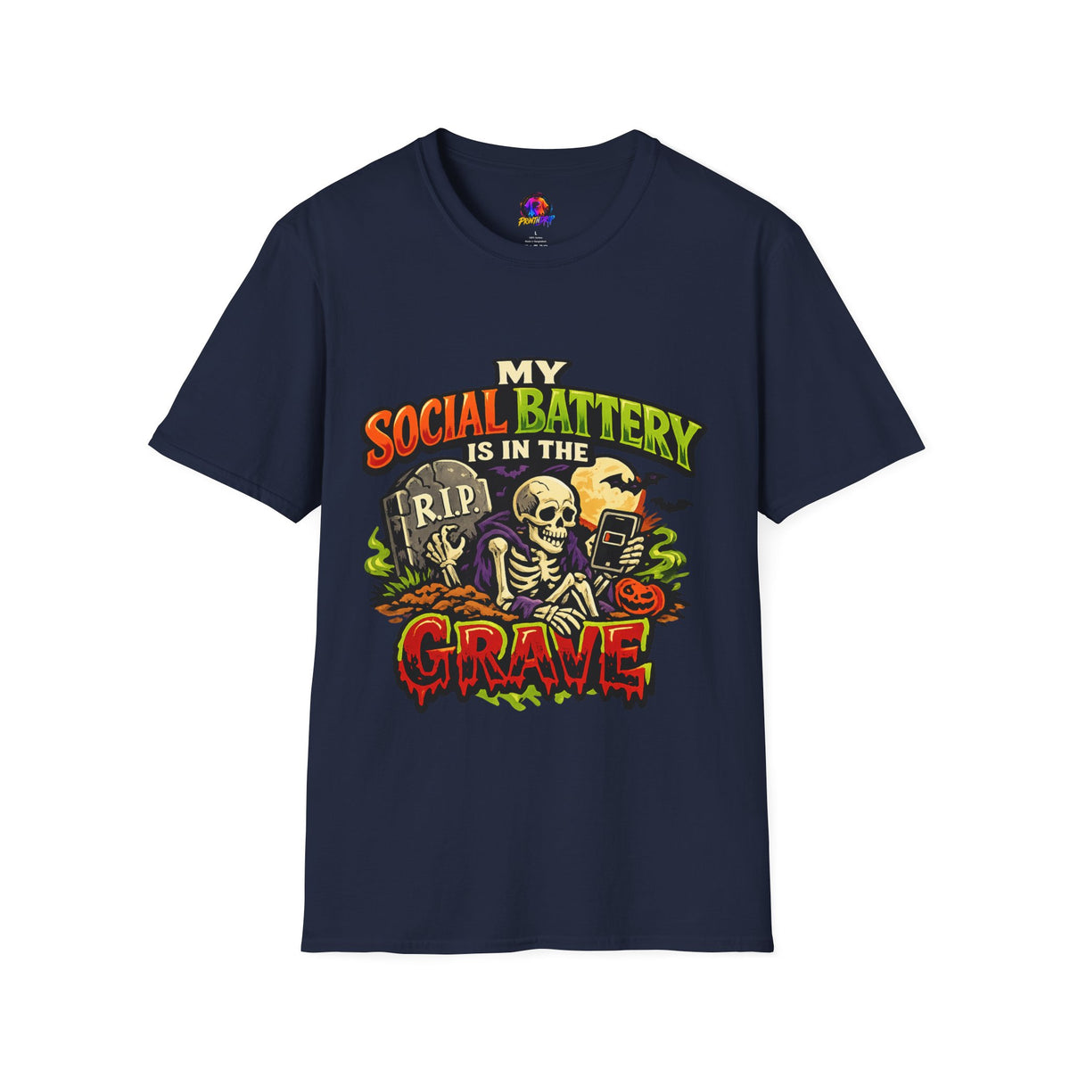 Halloween My Social Battery Unisex Softstyle T-Shirt