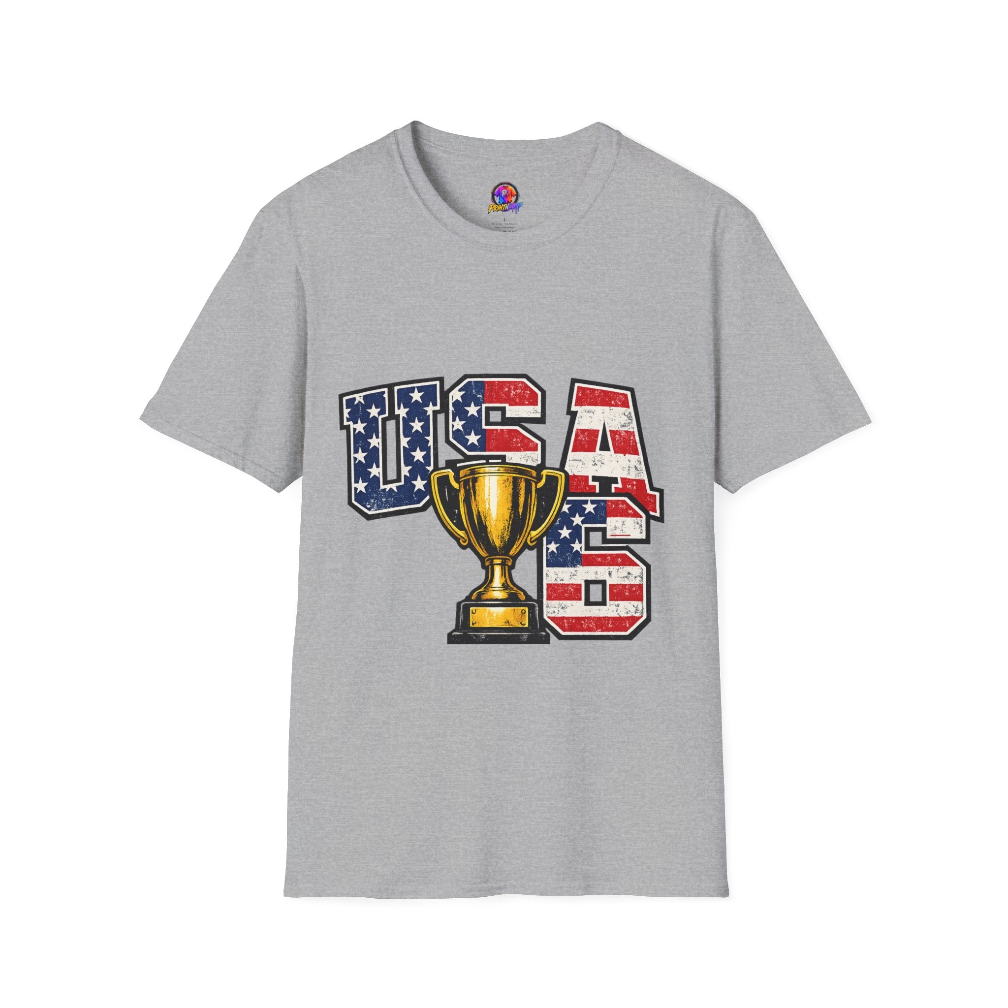 USA Trophy T-Shirt — Patriotic American Flag Graphic Tee