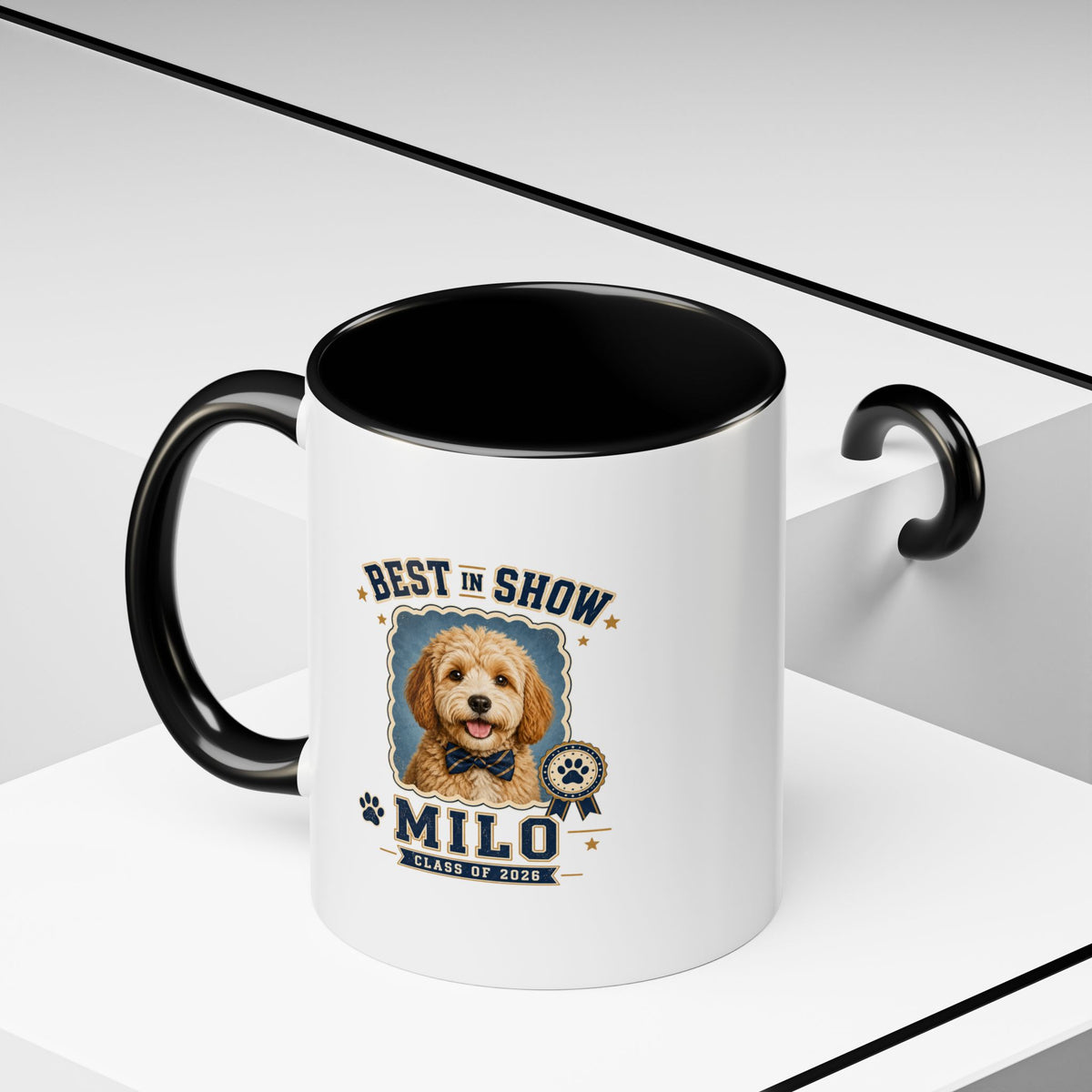 Milo Bailey Dog Dad Mom Best in Show Milo Personalized Dog Coffee Mug — Custom Pet Name Accent Mug