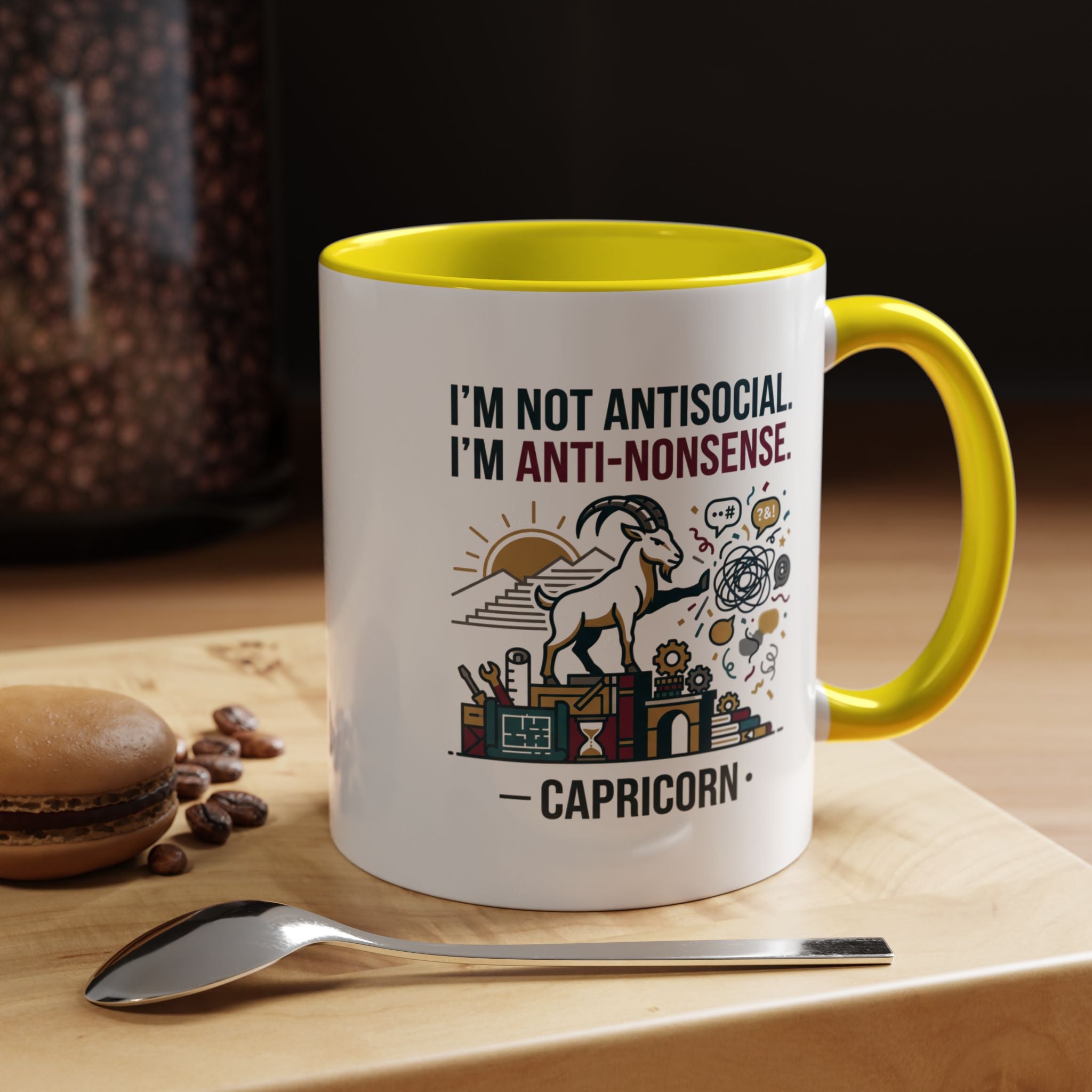 Capricorn Coffee Mug — "I'm Not Antisocial, I'm Anti-Nonsense" Accent Mug