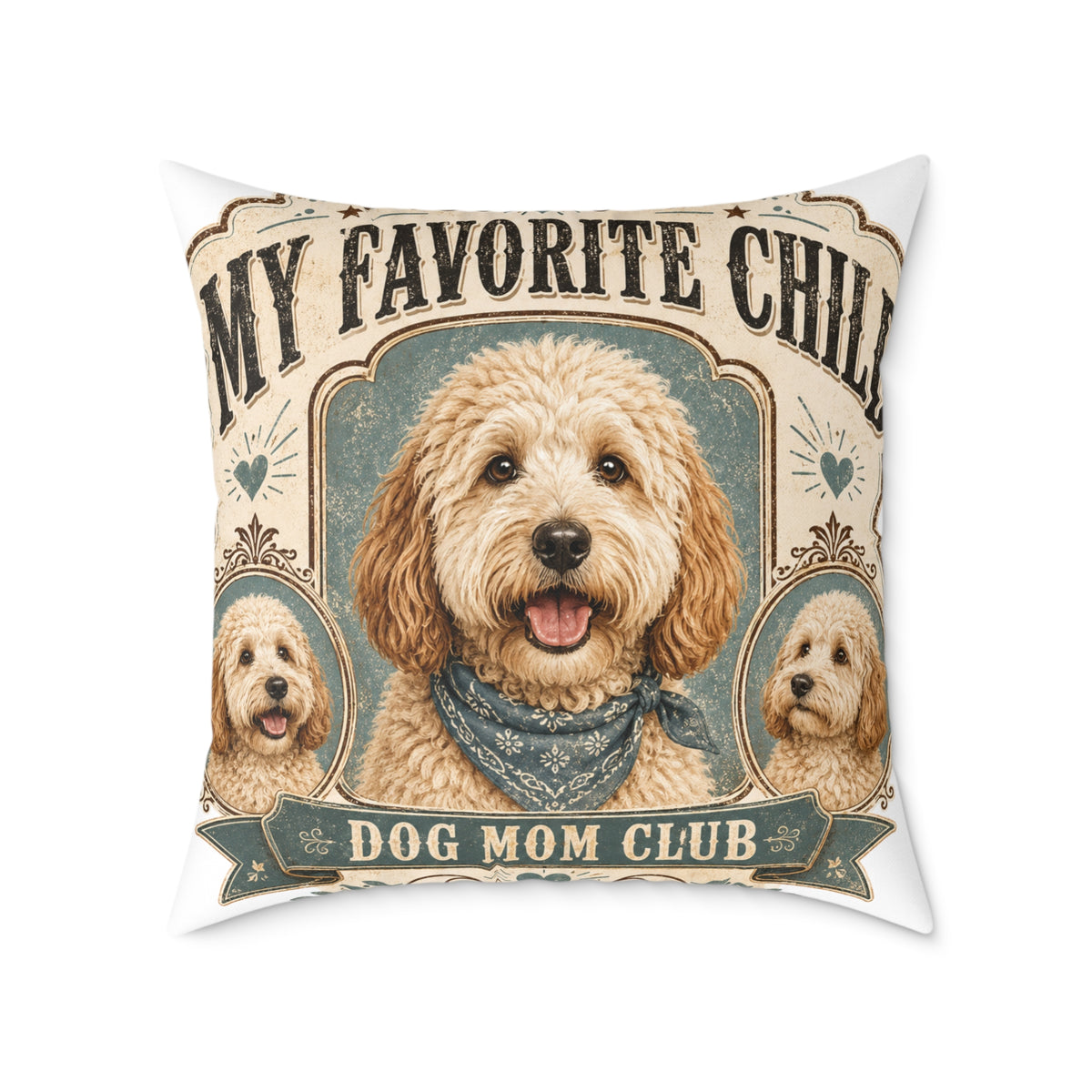 Dog Mom Club Pillow — Milo Bailey Dog Dad Mom "My Favorite Child" Doodle Throw Pillow