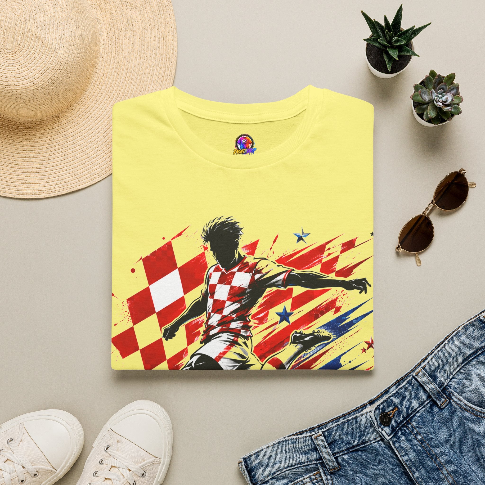 Checkered Glory T-Shirt — Croatia Soccer Fan Tee