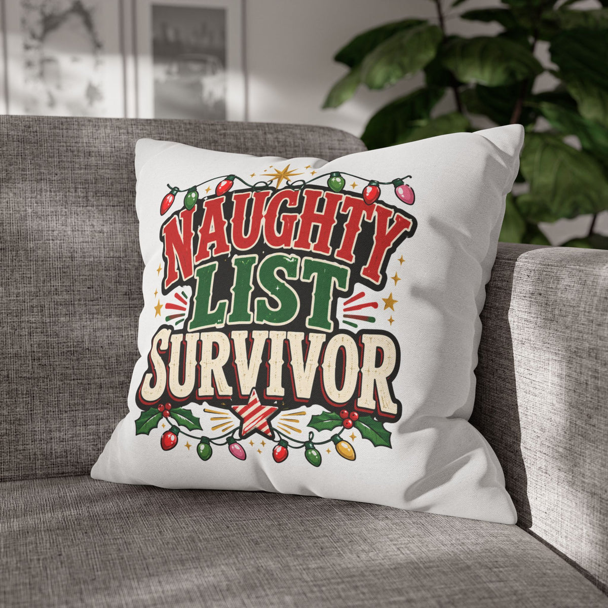 Naughty List Survivor Christmas Pillowcase