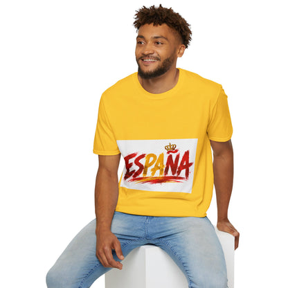 Spain  Graphic T-Shirt — Spanish Flag Brushstroke Design with Crown