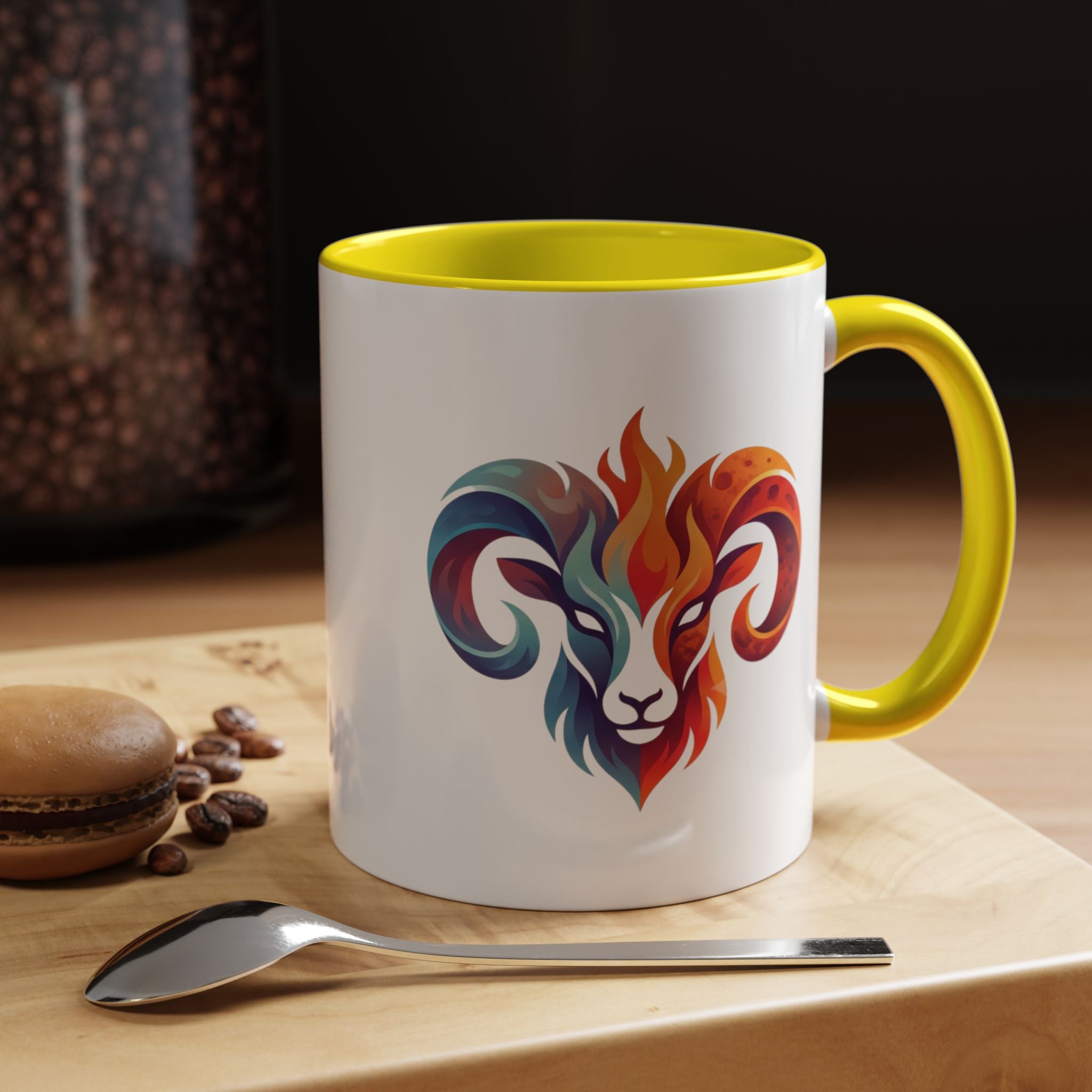 Aries Ram Heart Coffee Mug – Colorful Zodiac Accent Mug