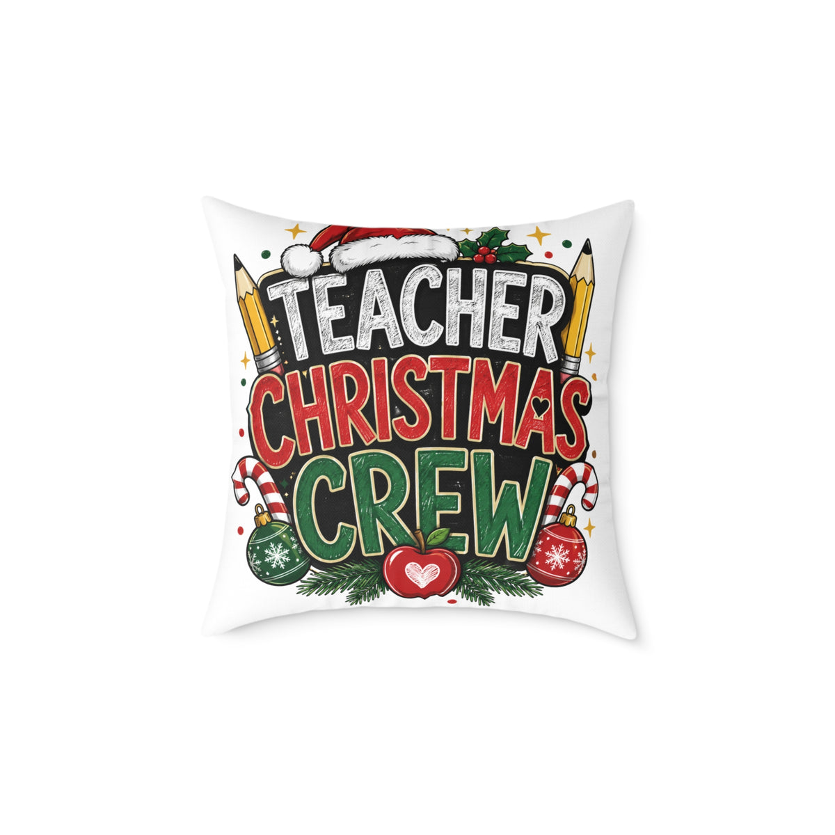 Teacher Christmas Crew Pillow — Holiday Classroom Decorative Throw Pillow