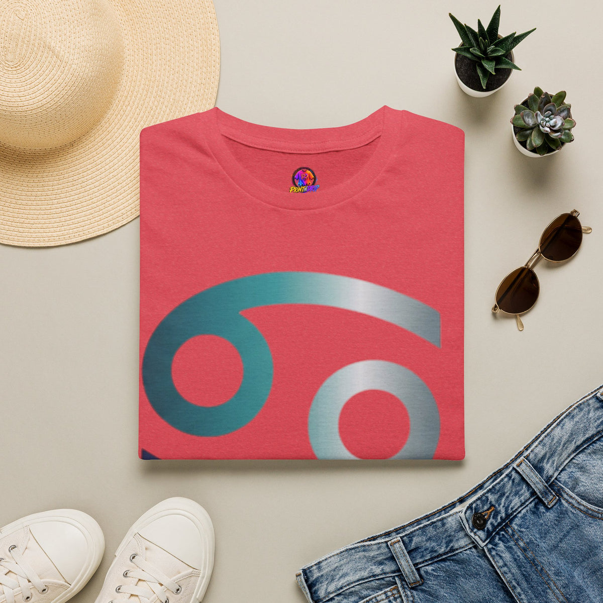 Cancer Zodiac T‑Shirt — Dripping Gradient Astrology Tee (Cancer Symbol)