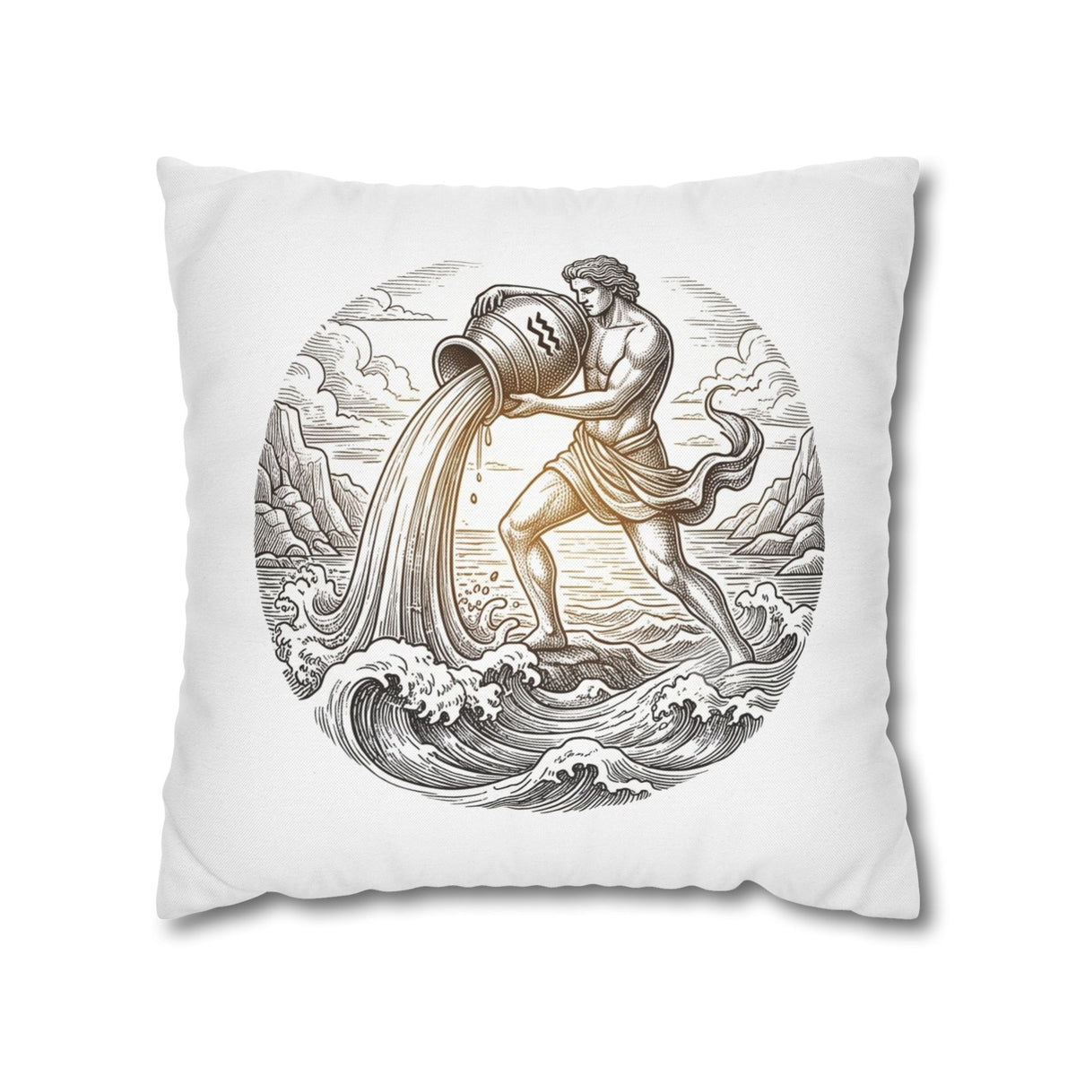 Aquarius Zodiac Throw Pillowcase — Astrology Decorative Pillow Cover