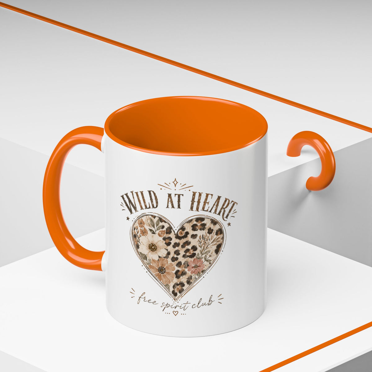 Milo Bailey Dog Dad Mom Wild at Heart Leopard Heart Accent Coffee Mug – Floral Boho