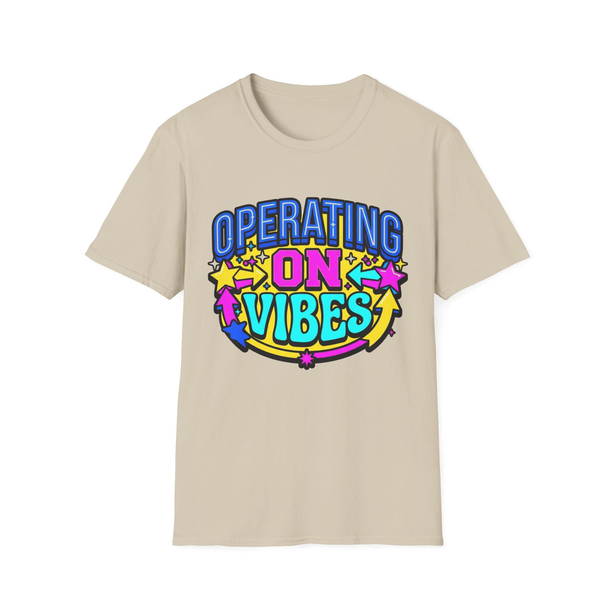 Operating On Good Vibes T-Shirt — Retro Rainbow Positive Energy Tee - Trending Now - August 2026
