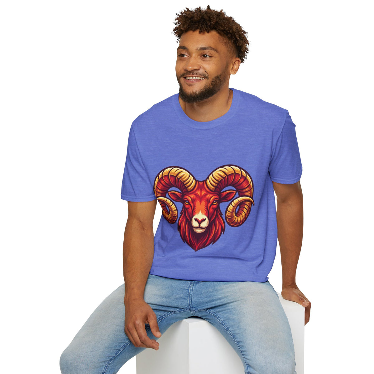 Aries Zodiac Ram Skull T-Shirt — Bold Goat Horn Graphic Tee (Aries/Zodiac)