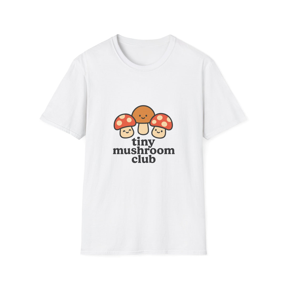 Cute Mushroom Trio T-Shirt — Smiling Toadstool Graphic Tee - Trending Now - August 2026
